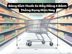 Bảng Kích Thước Xe Đẩy Hàng 4 Bánh Thông Dụng Hiện Nay