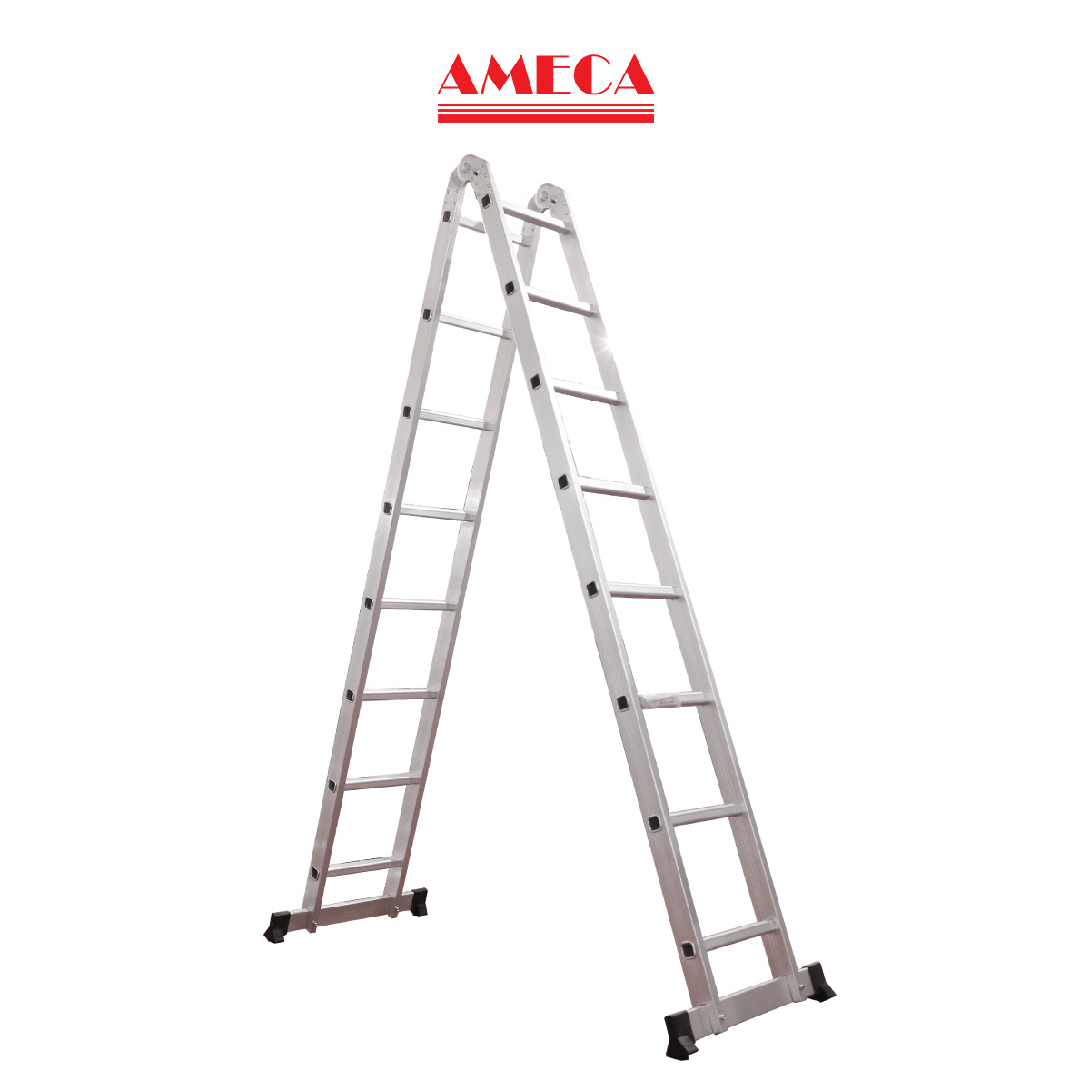 Thang nhôm gấp chữ A khóa tự động Ameca AMC-M309 chiều cao chữ A 2,6m